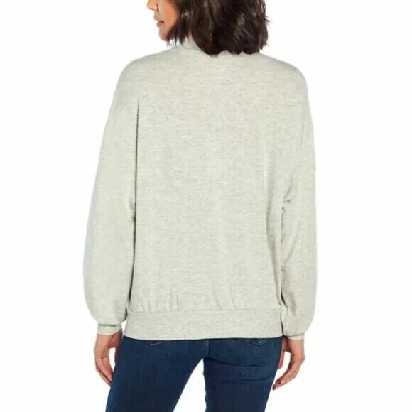 Three Dots 1/4 Zip Super Buttery Soft Pullover Sweatshirt Heather Gray Med - Picture 3 of 9